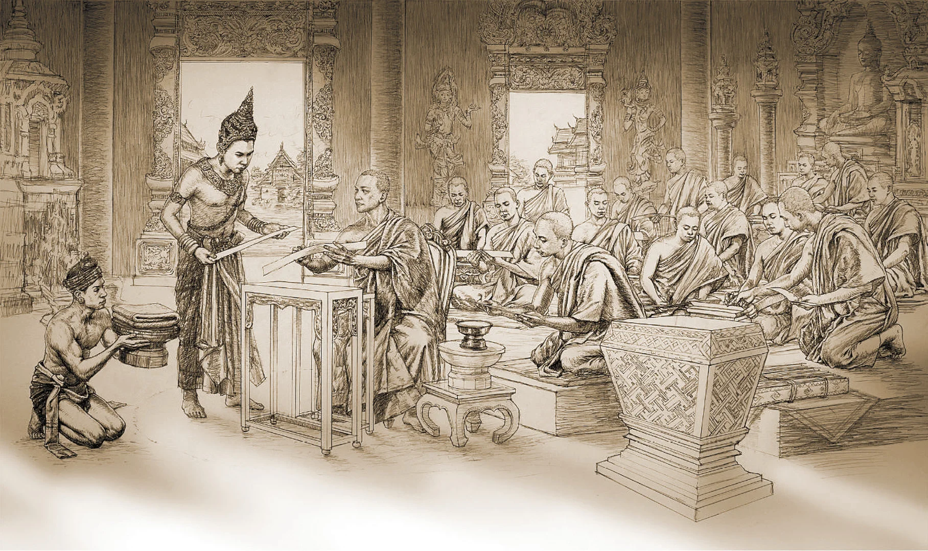 ภาพที่ ๖ — การสังคายนาครั้งที่ ๘ ณ วัดโพธาราม เชียงใหม่